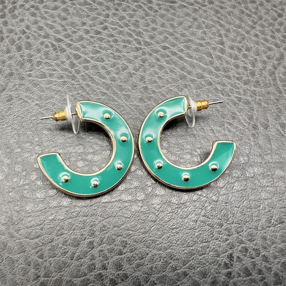 Laundry By Shelli Segal Green Enamel Hoop Earrings
